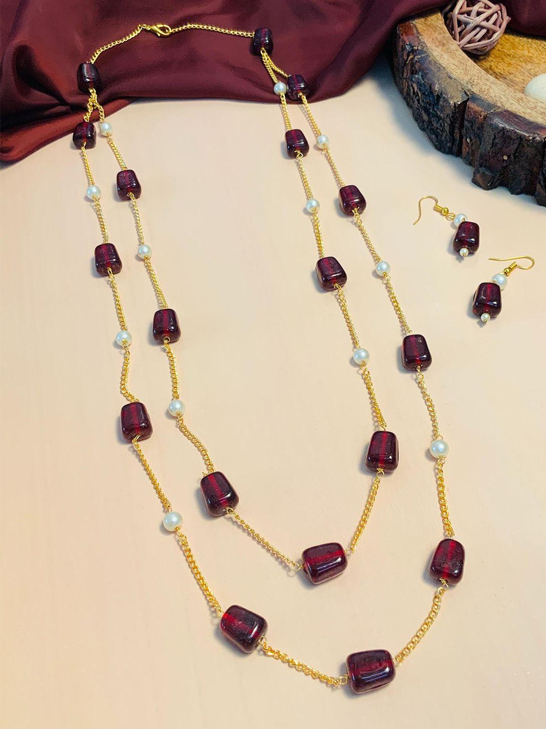 abdesigns gold plated 2 layer phalsa beads mala necklace