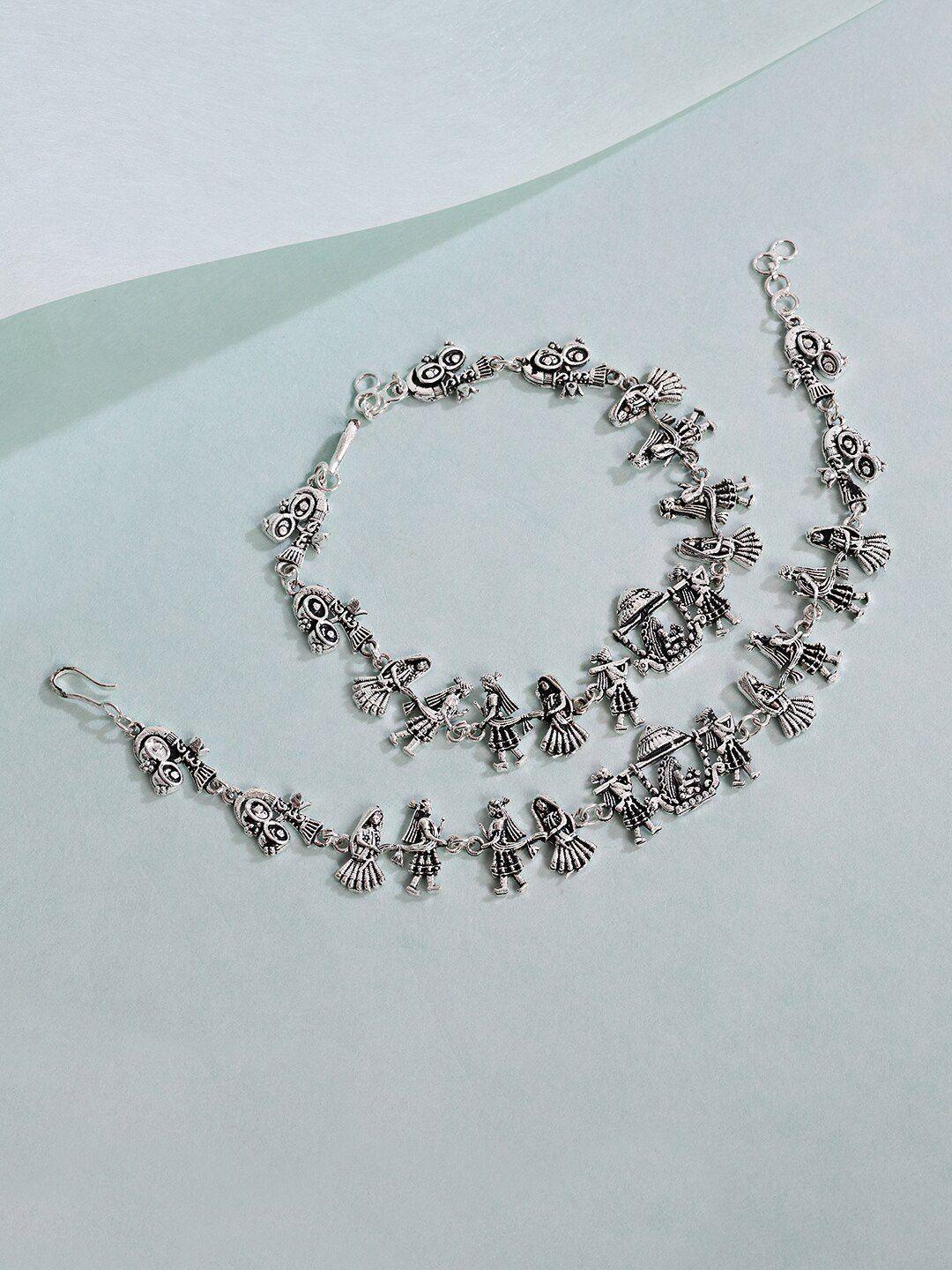 abdesigns silver-plated ethnic oxidised anklet