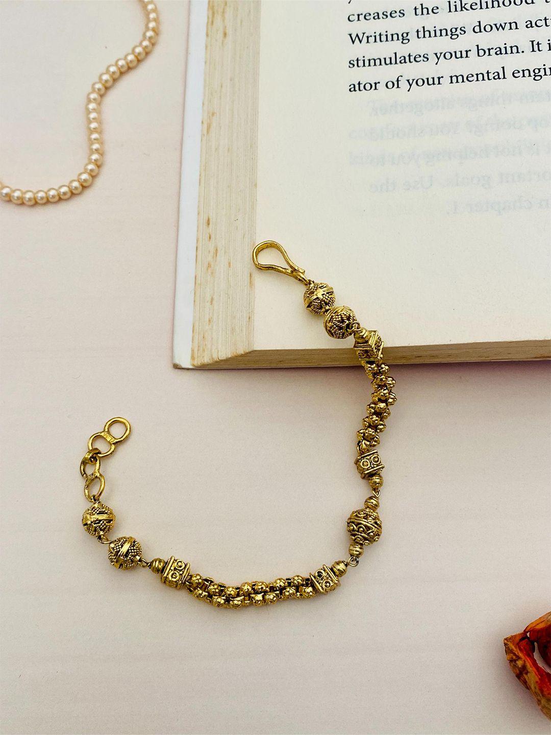 abdesigns gold-plated beaded brass antique wraparound bracelet
