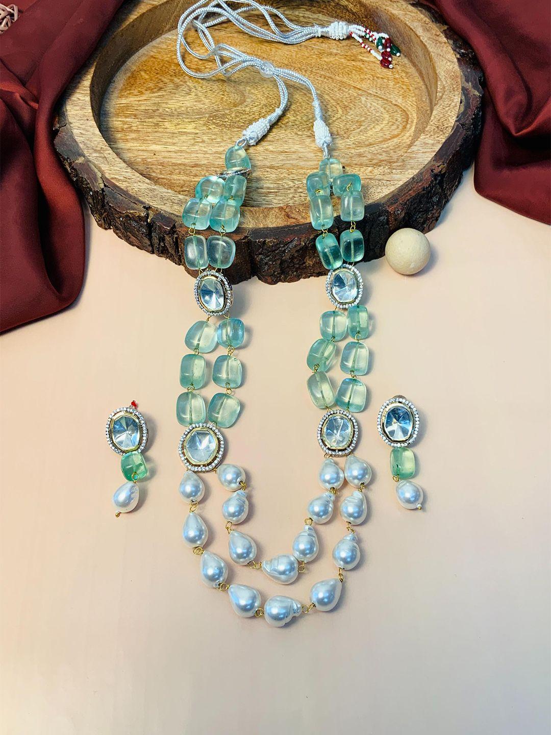 abdesigns kundan beaded pearls necklace and earrings jewellery set