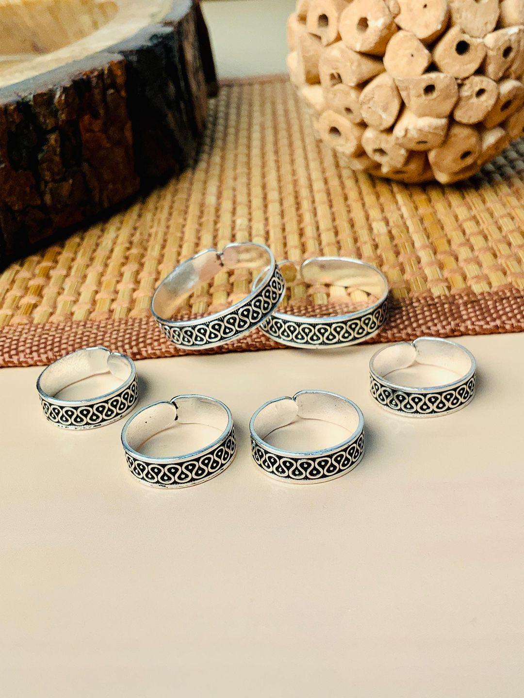 abdesigns set of 3 silver plated oxidised toe rings