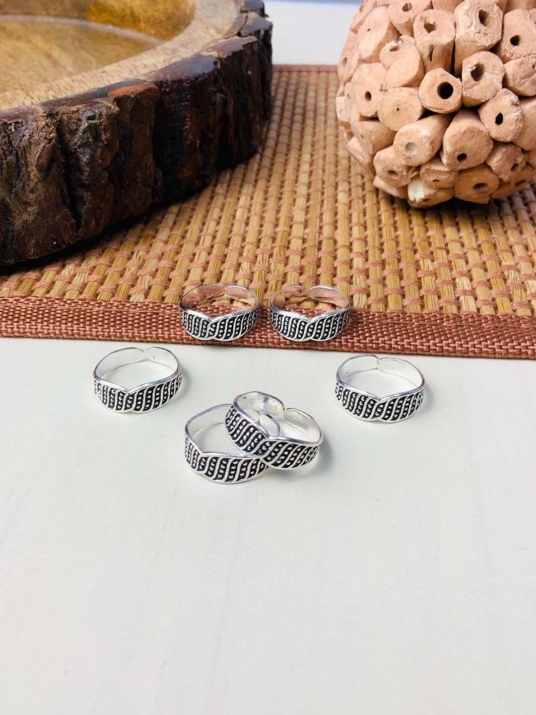 abdesigns set of 3 silver-plated oxidised toe rings