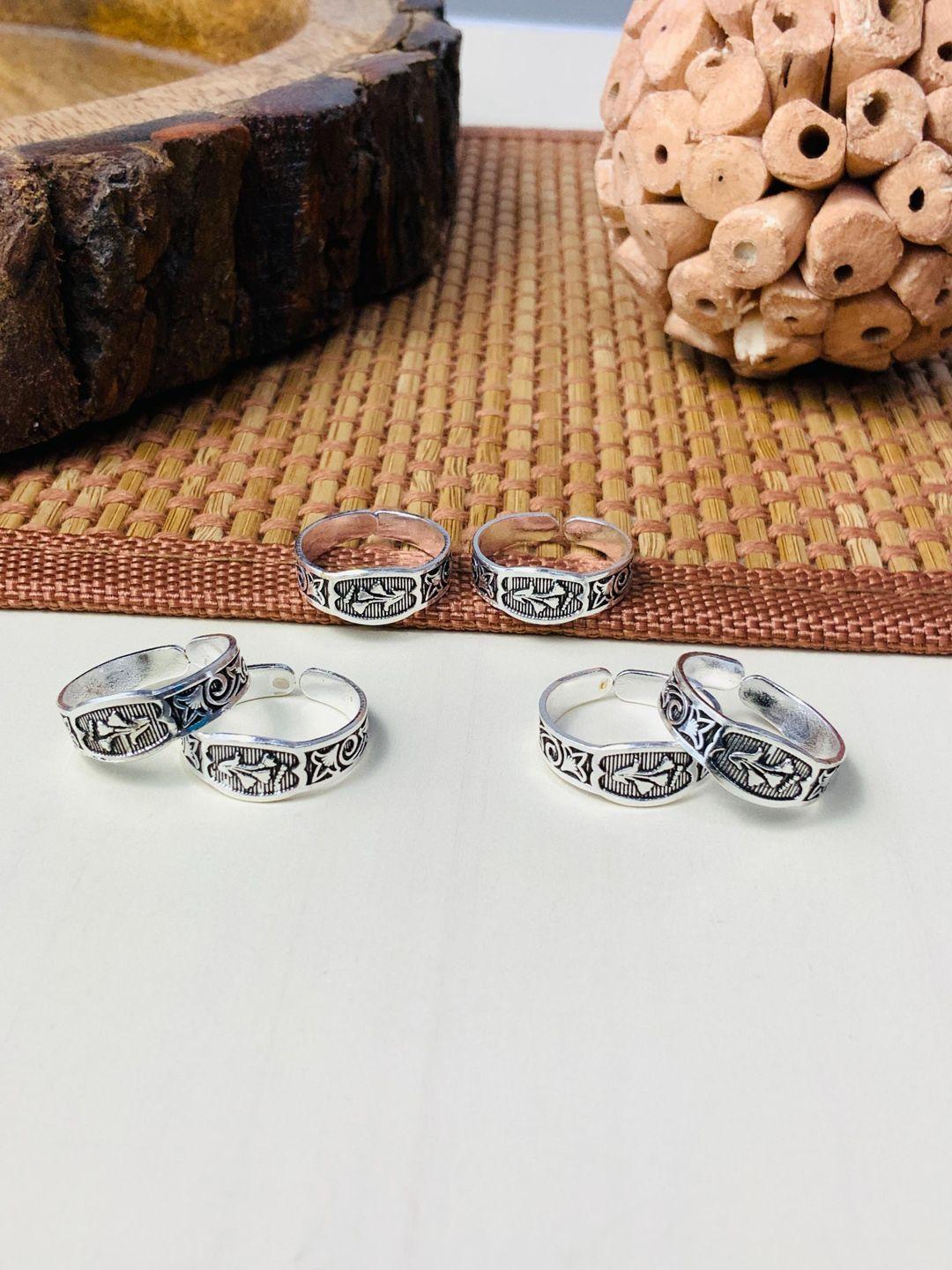 abdesigns set of 3 silver-plated oxidised toe rings