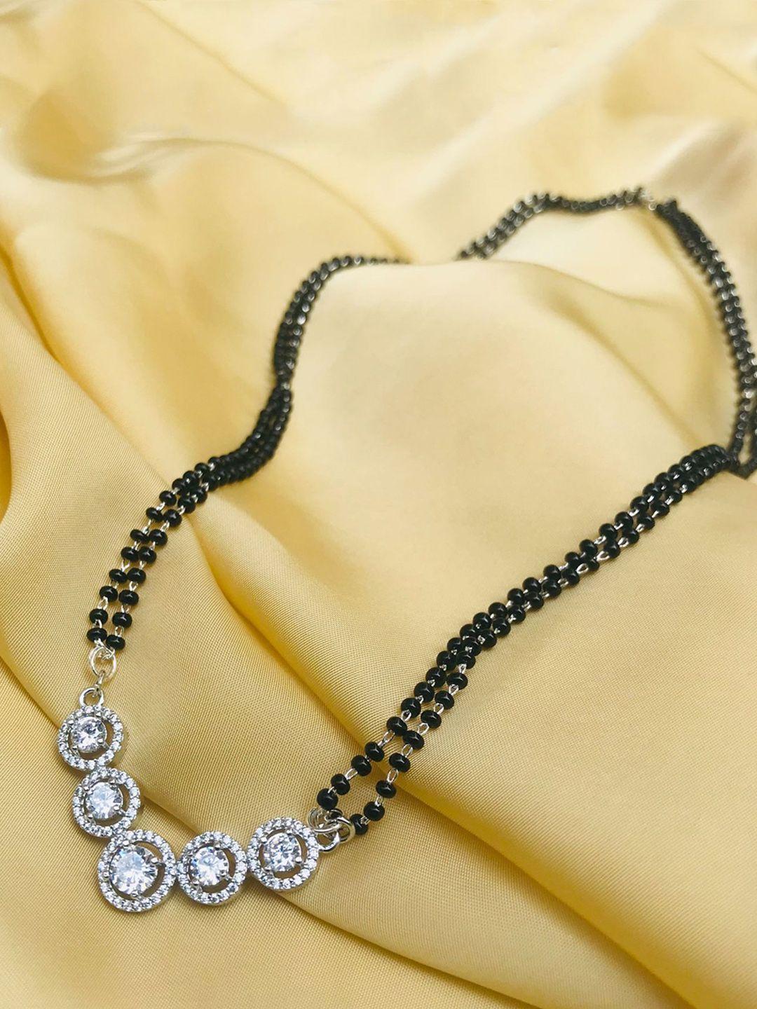 abdesigns silver-plated studded mangalsutra