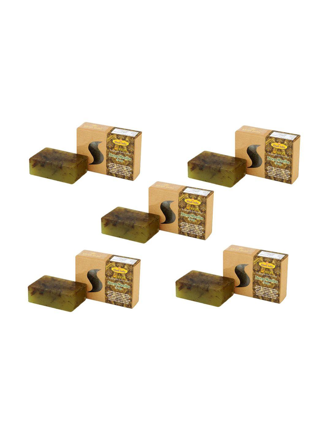 abeers handmade neem mentha essential oil premium soap, 125 g, pack of 5