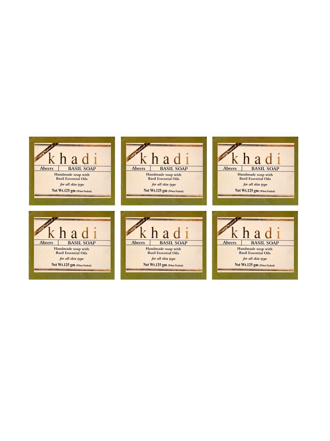abeers khadi set of 6 basil soaps for all skin types - 125 g each