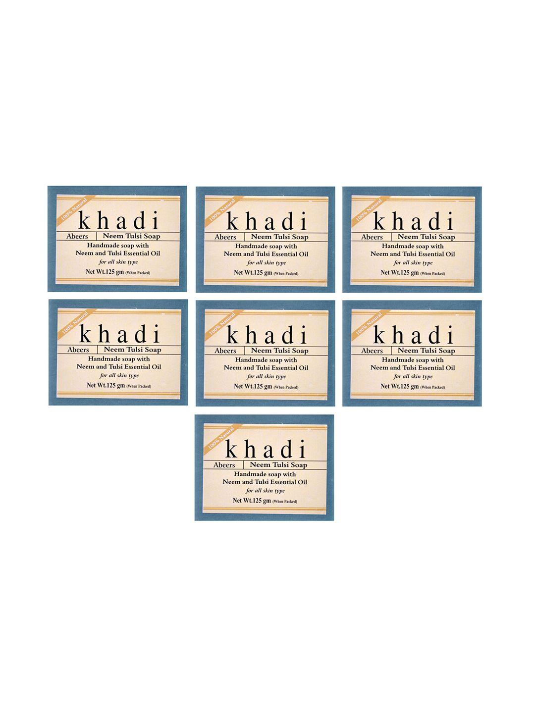abeers khadi set of 7 pure essence neem tulsi soaps with essential oils - 125g each