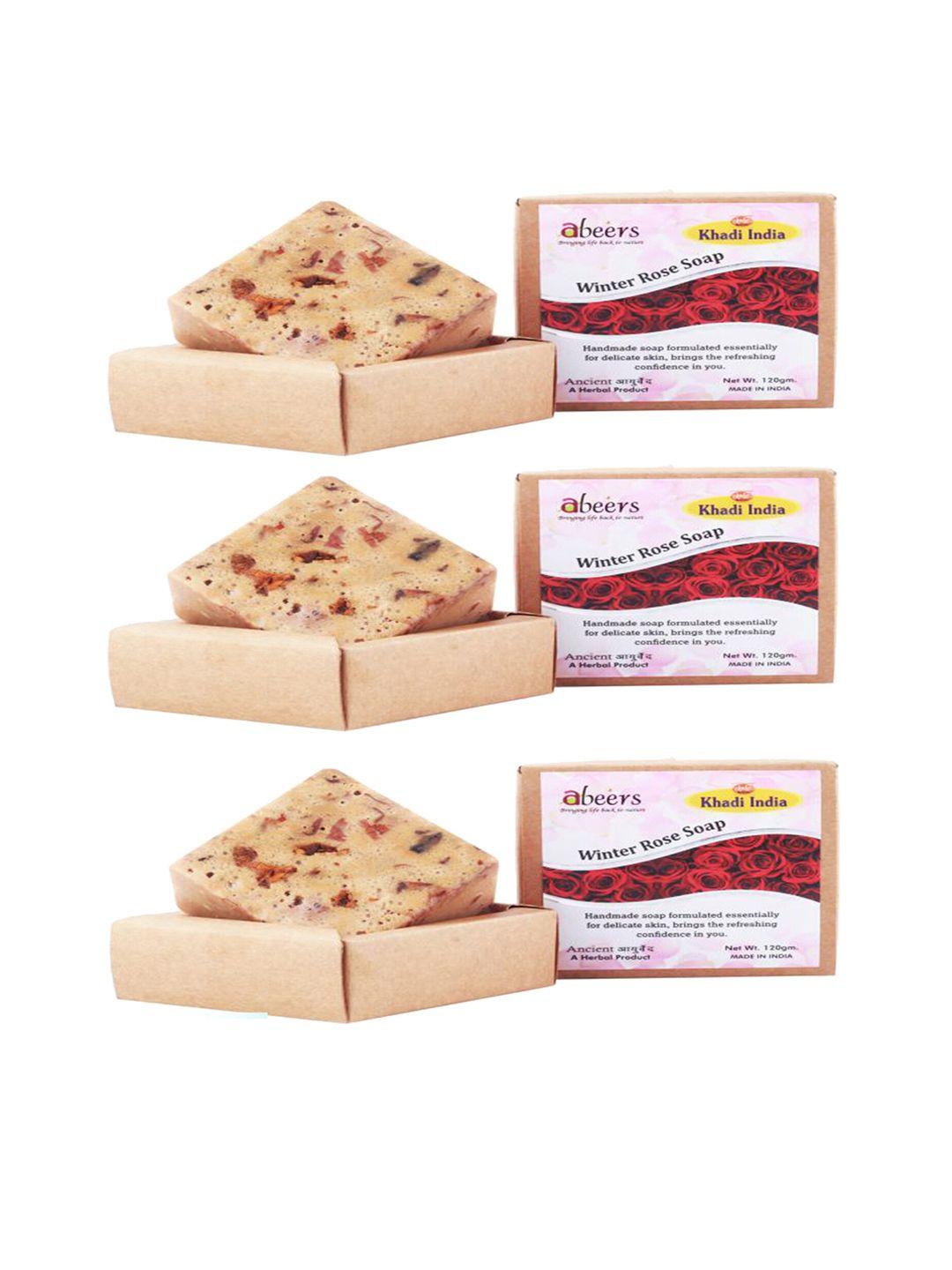 abeers pack of 3 handmade winter rose with essential oil luxury soap - 120 g each