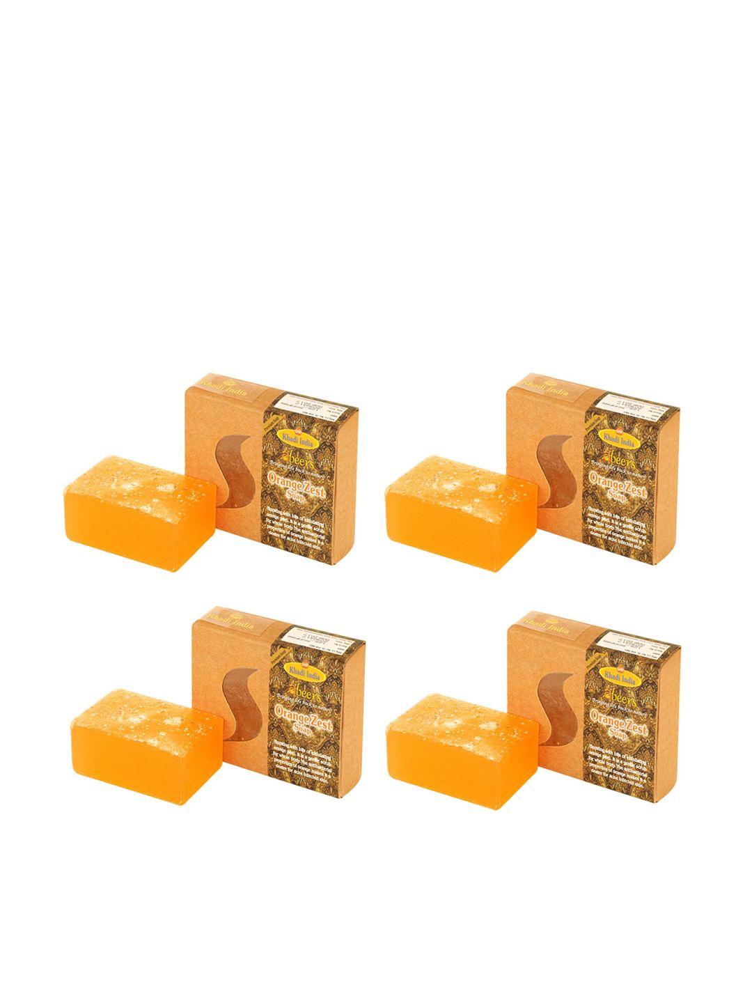 abeers pack of 4 handmade orange zest with essential oil premium soap-125 g