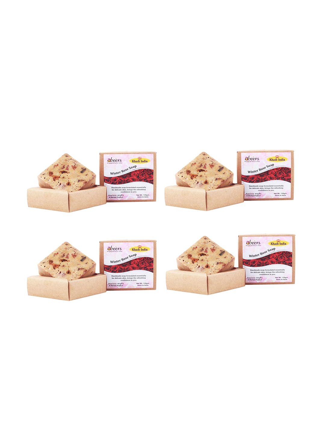 abeers pack of 4 handmade winter rose with essential oil luxury soap - 120g each