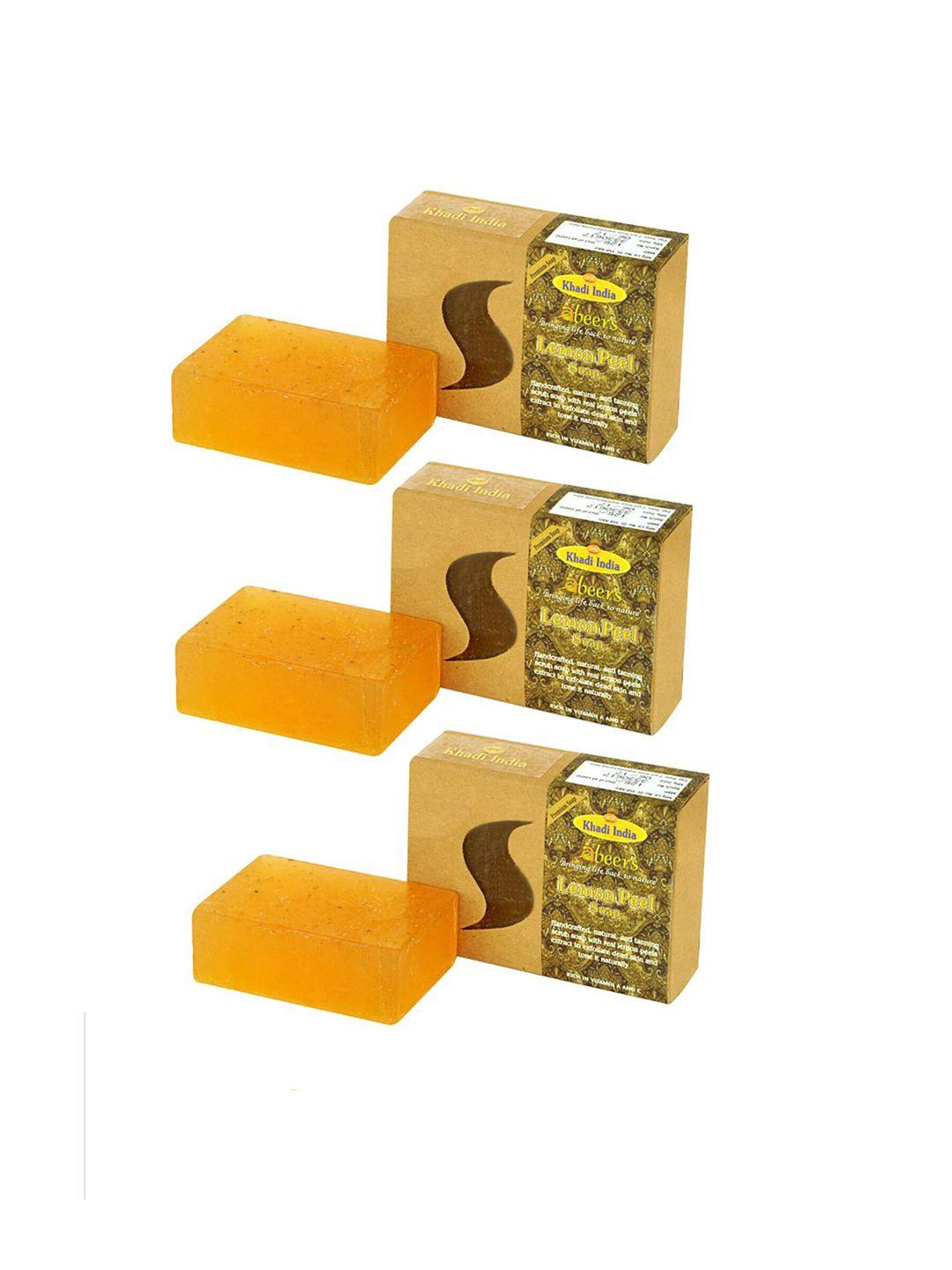 abeers unisex pack of 3 handmade lemon peel with essential oil premium soap -125 g