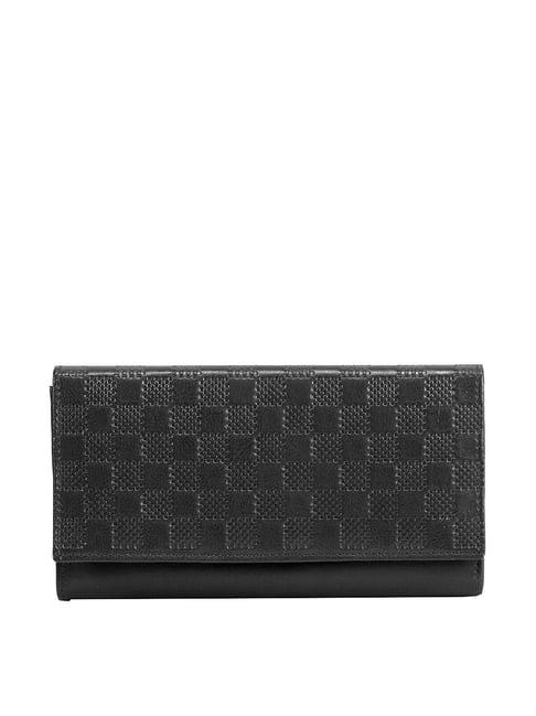 abeeza black textured wallet for women