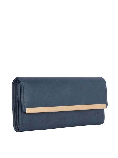 abeeza blue solid tri-fold wallet for women