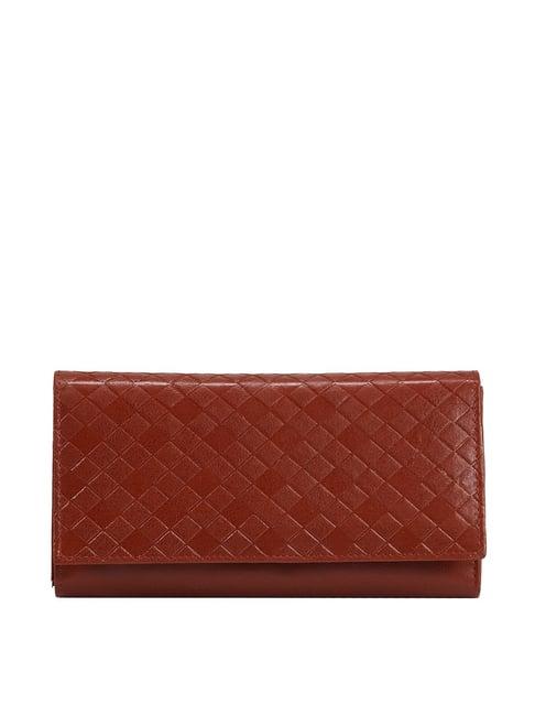 abeeza brown textured wallet for women