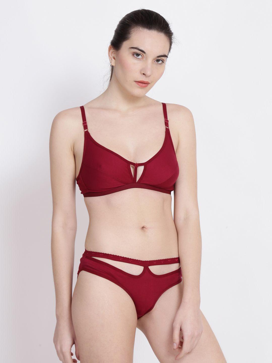 abelino women maroon solid lingerie set set1400maroon01