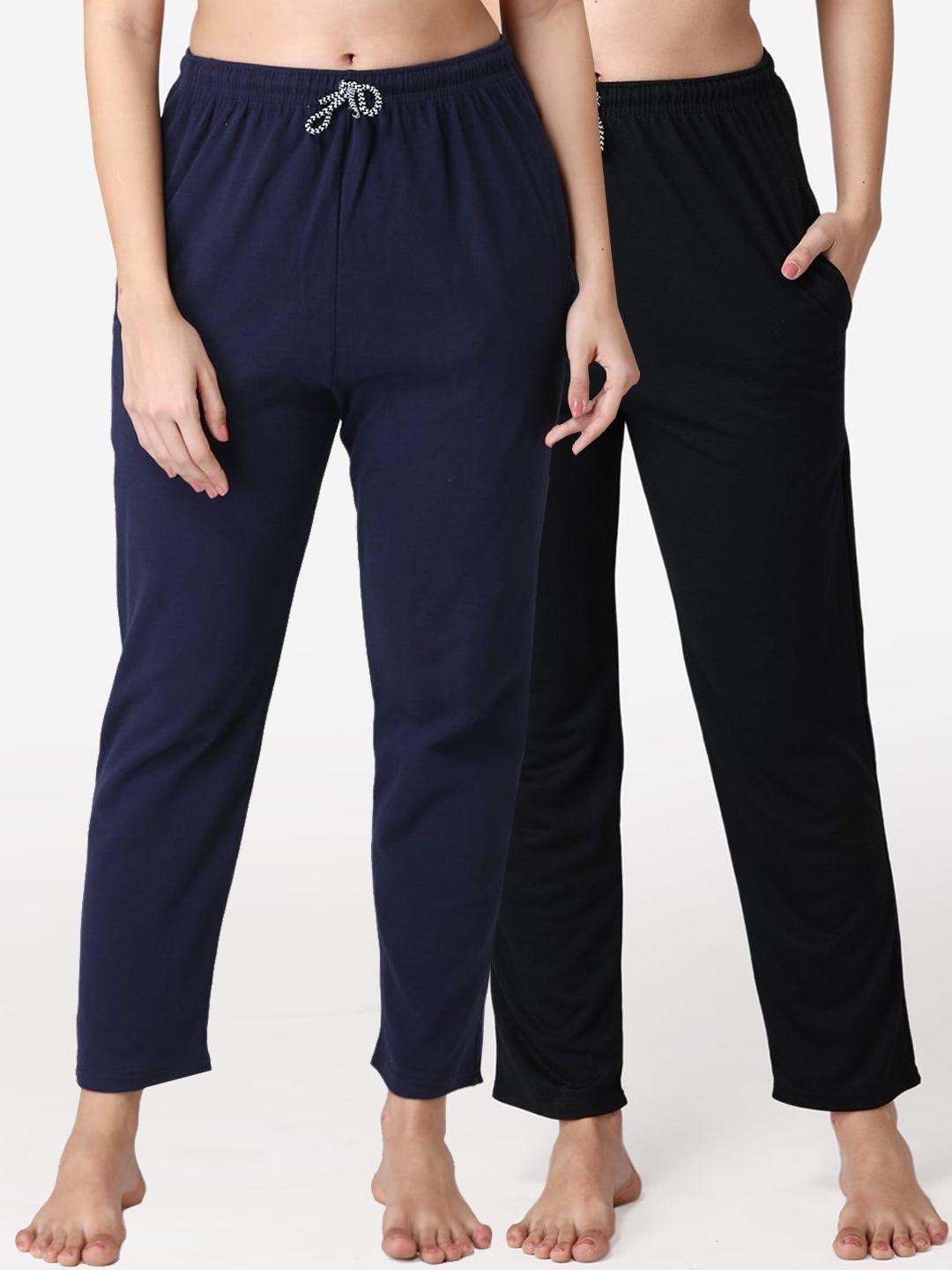 abelino women pack of 2 solid pure cotton lounge pants