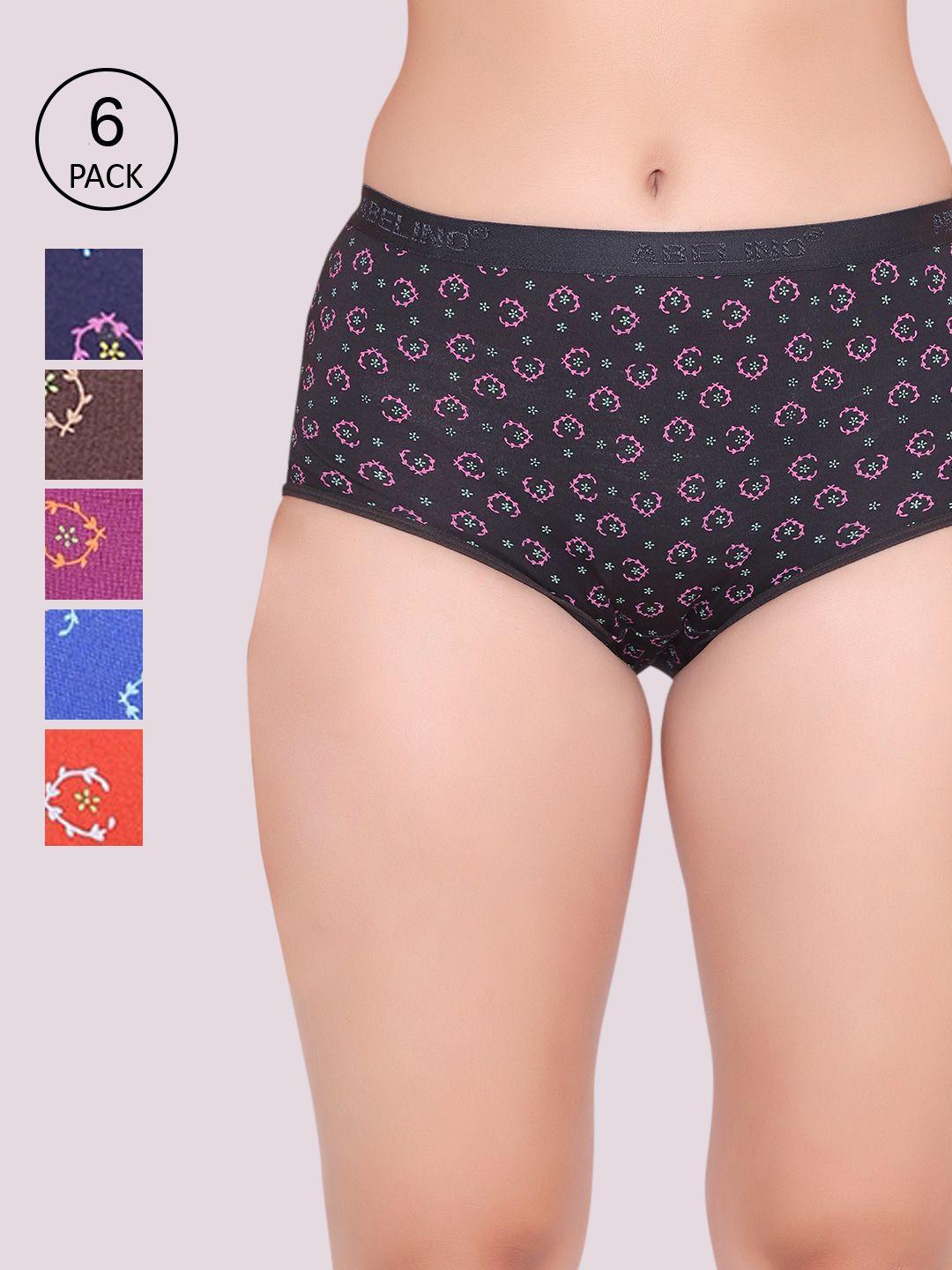 abelino women pack of 6 floral printed cotton boyshorts briefs