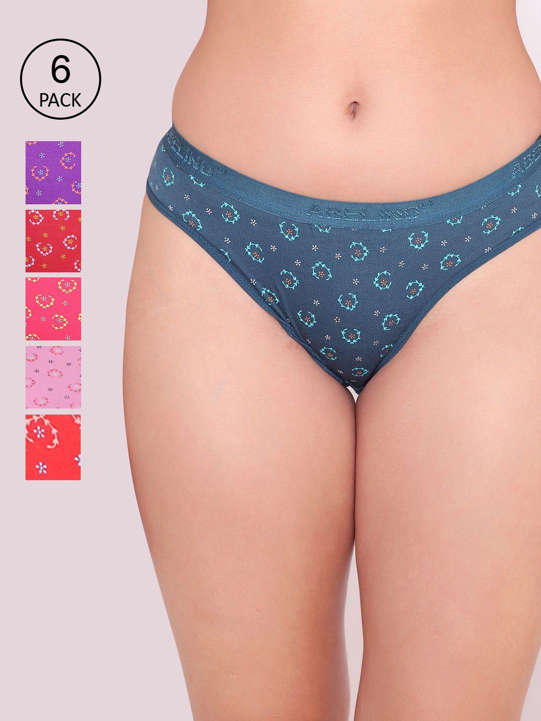 abelino women pack of 6 printed pure cotton hipster briefs