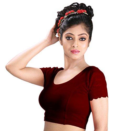 abhi women's cotton solid half sleeve blouse (jmd1620_p_maroon_42)