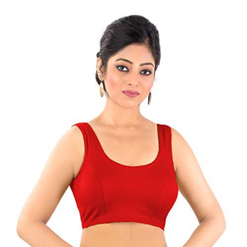 abhi women u neck sleeveless cotton readymade stylish blouse_1323 (34, red)