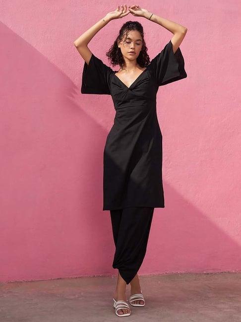 abhishti black kurti pant set