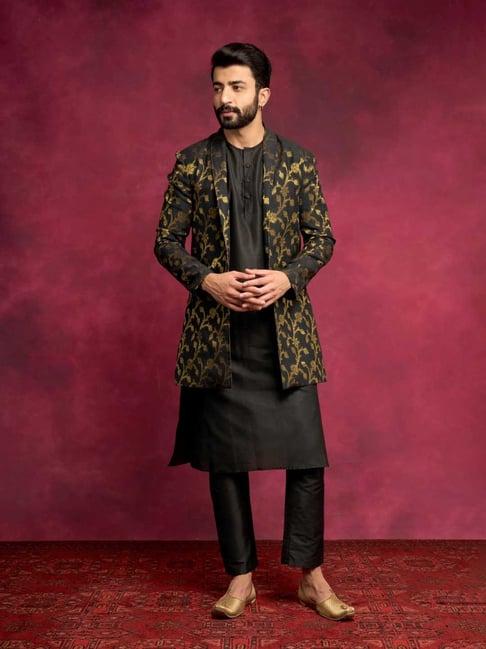 abhishti black straight fit kurta