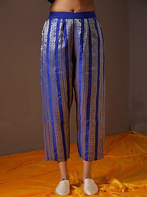 abhishti blue embroidered pants