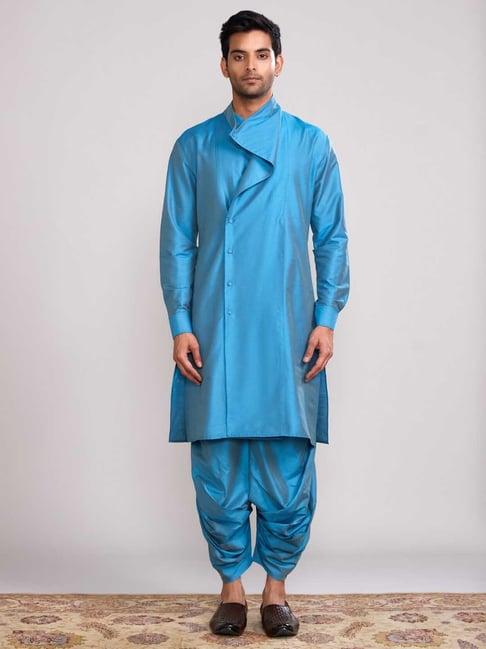 abhishti blue straight fit kurta & salwar set