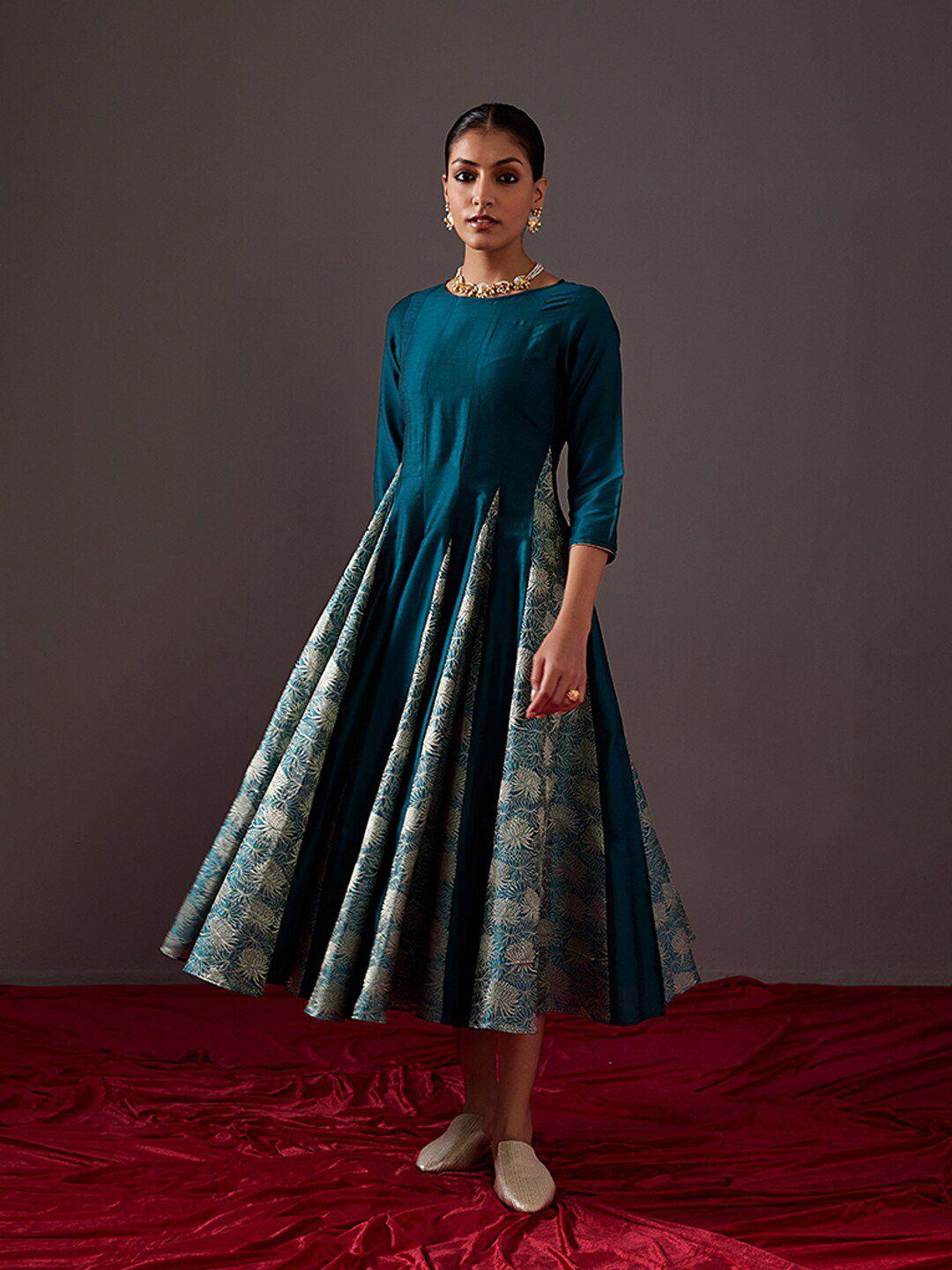abhishti floral motif fit & flare ethnic dress