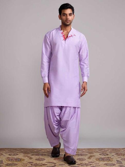 abhishti lavender straight fit kurta & salwar set