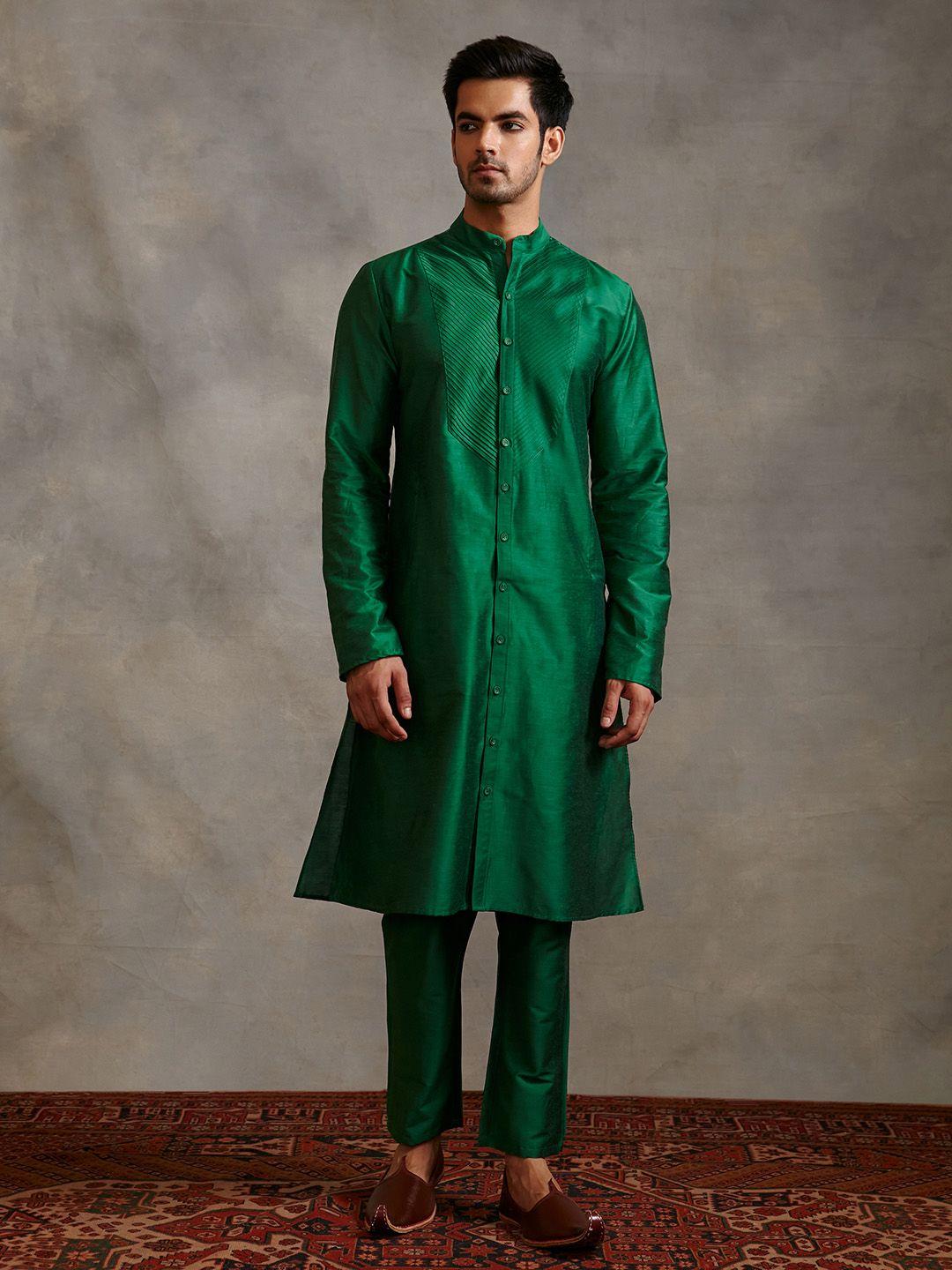 abhishti pintuck detail banarasi straight kurta