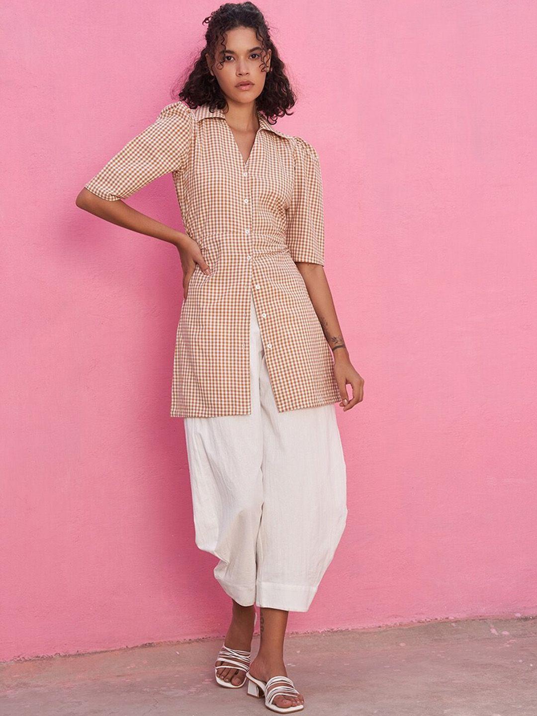 abhishti pure cotton checked shirt with trousers