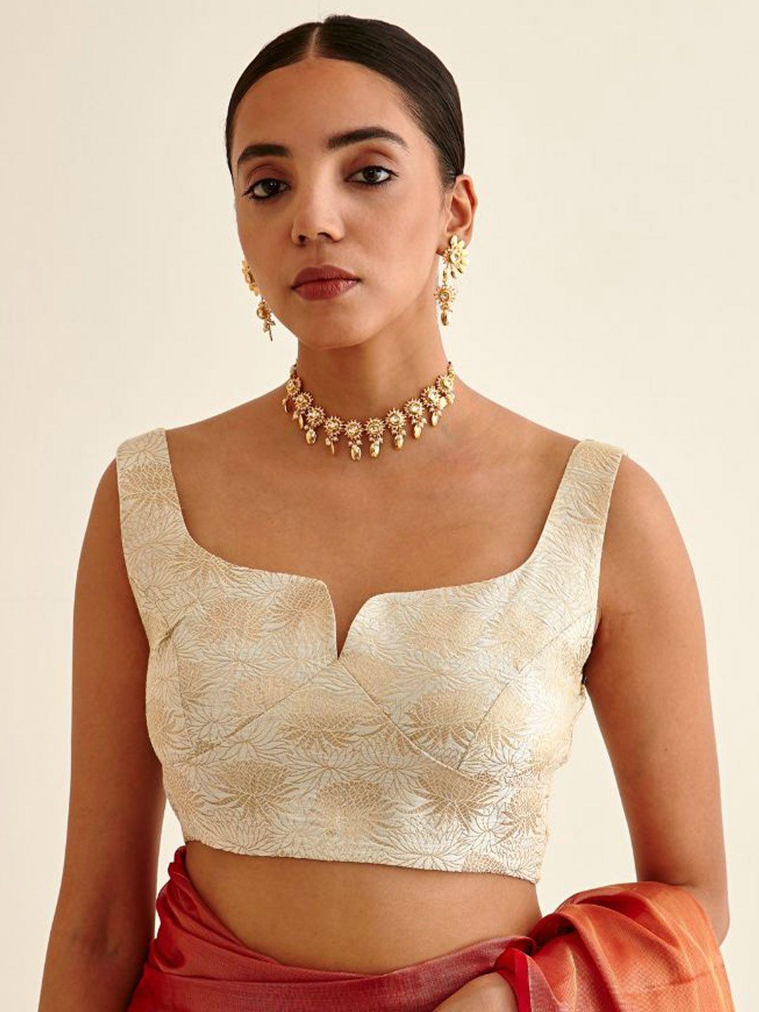 abhishti self design banarasi saree blouse