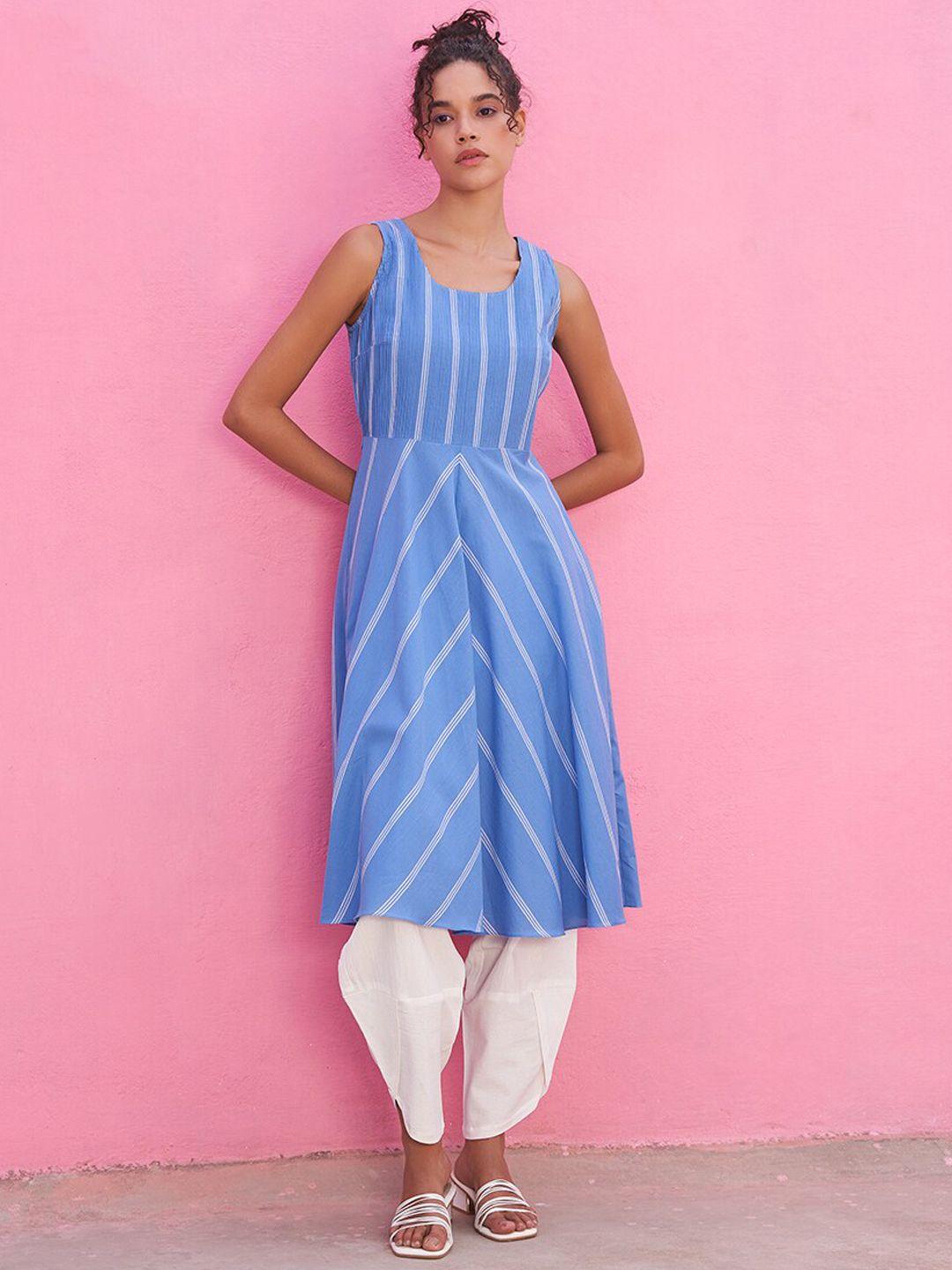 abhishti striped anarkali pure cotton kurta with harem pants