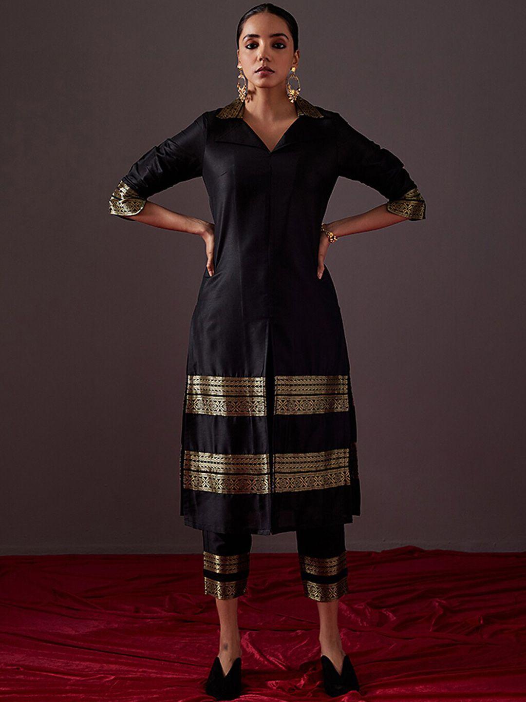 abhishti women black kurta with trousers