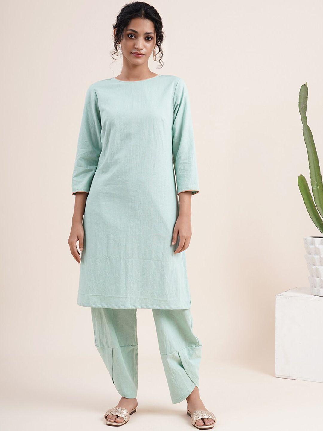 abhishti women green kurta with salwar