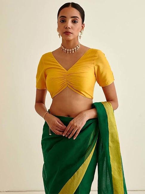 abhishti yellow plain blouse