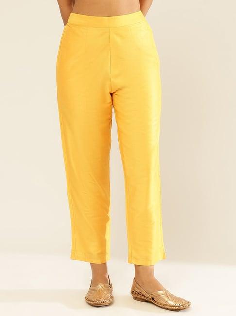 abhishti yellow regular fit pants