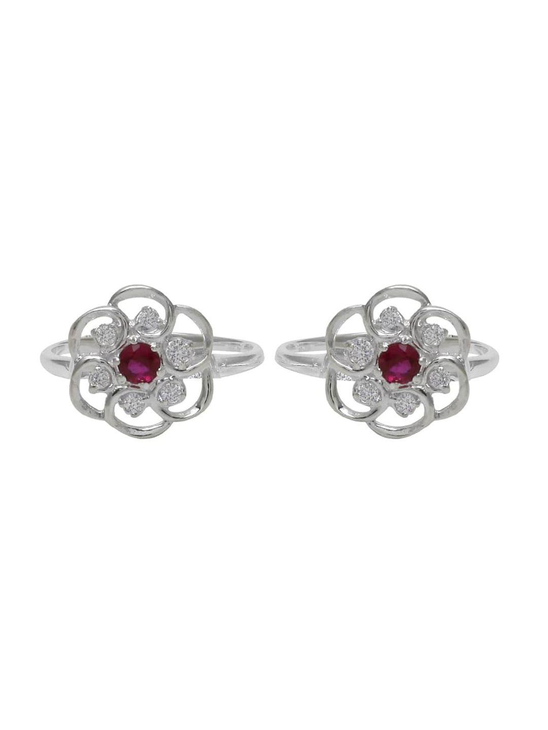 abhooshan 92.5 sterling silver cz-studded adjustable toe rings