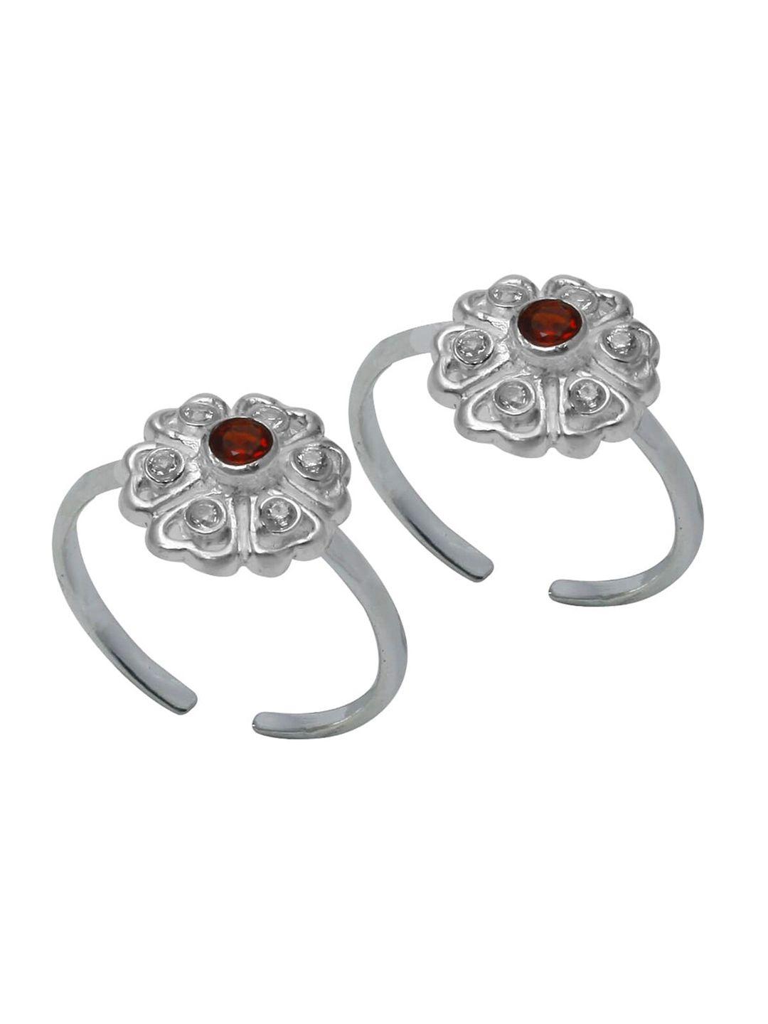 abhooshan set of 2 92.5 sterling silver cz-studded adjustable toe rings