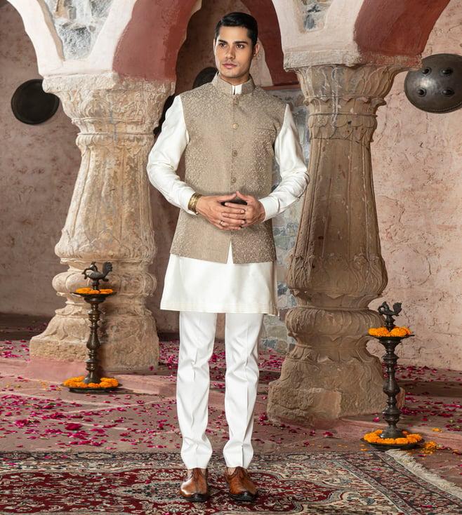 abkasa celestia white kurta with jacket