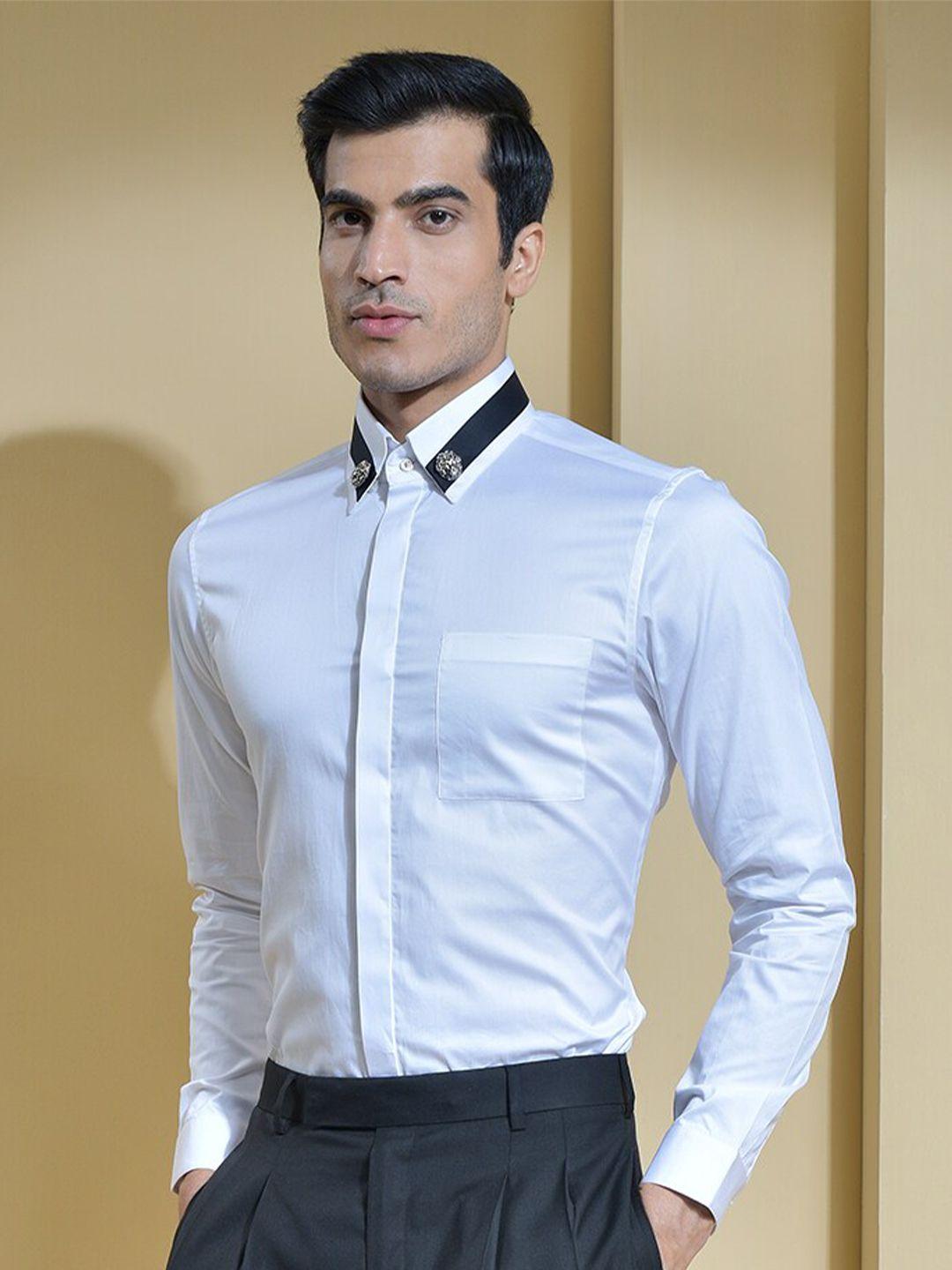 abkasa men sharp slim fit cotton formal shirt