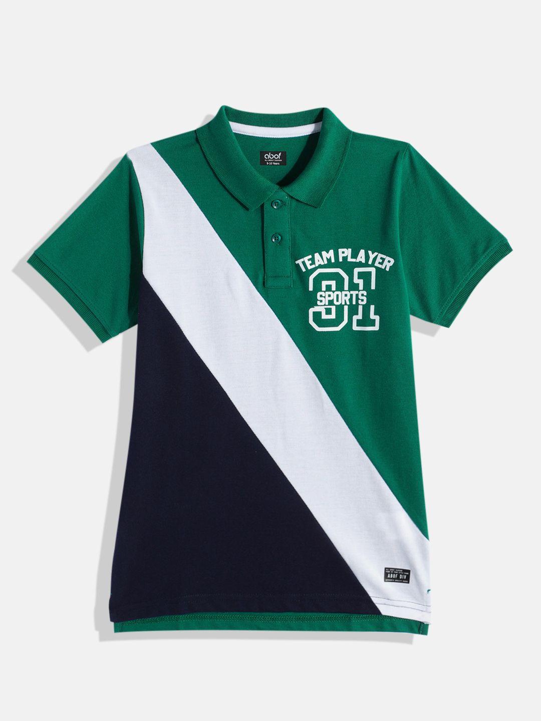 abof boys colourblocked polo collar t-shirt