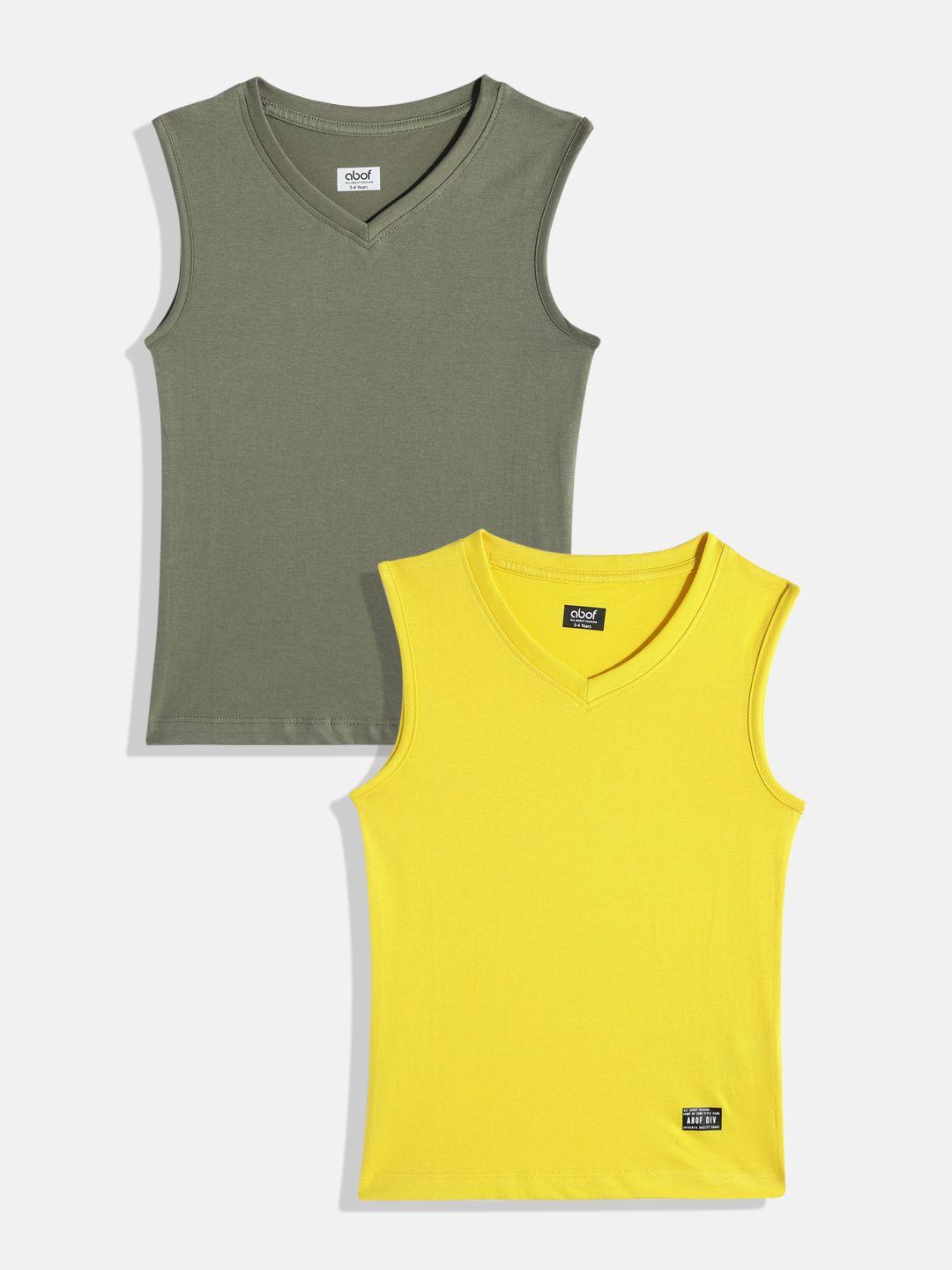 abof boys pack of 2 pure cotton sleeveless t-shirts