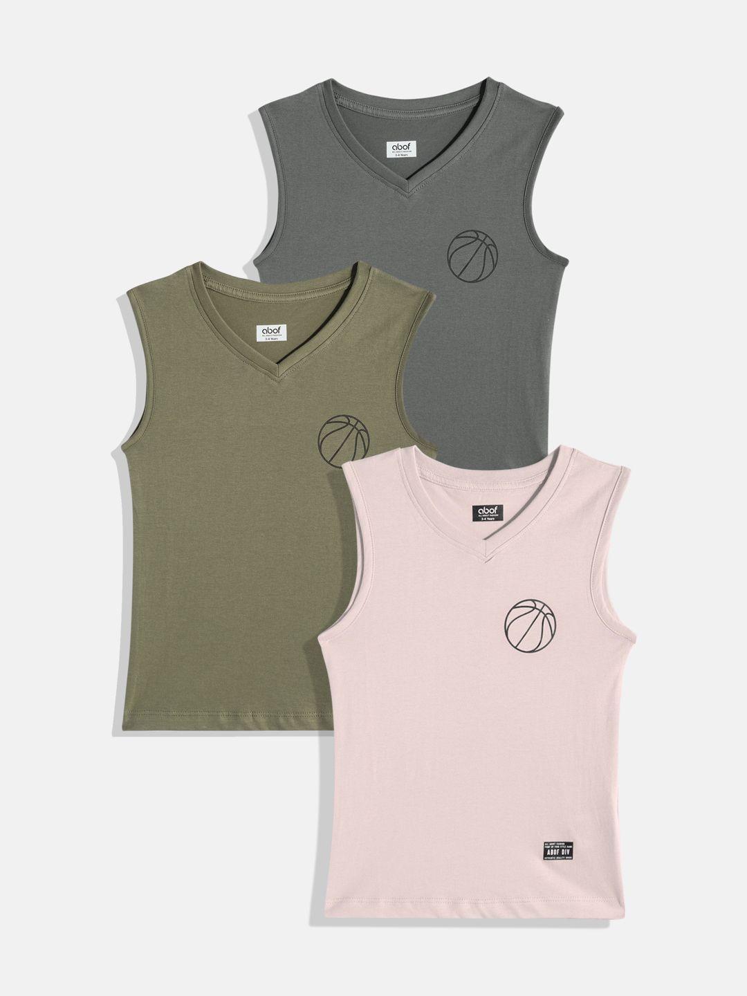 abof boys pack of 3 pure cotton sleeveless t-shirts