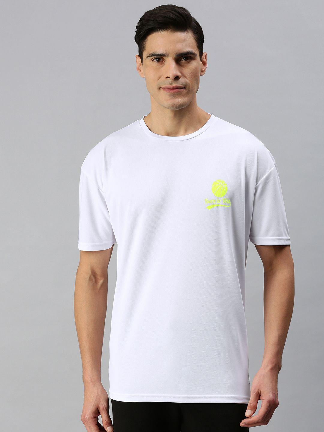 abof men white solid brand logo printed casual t-shirt