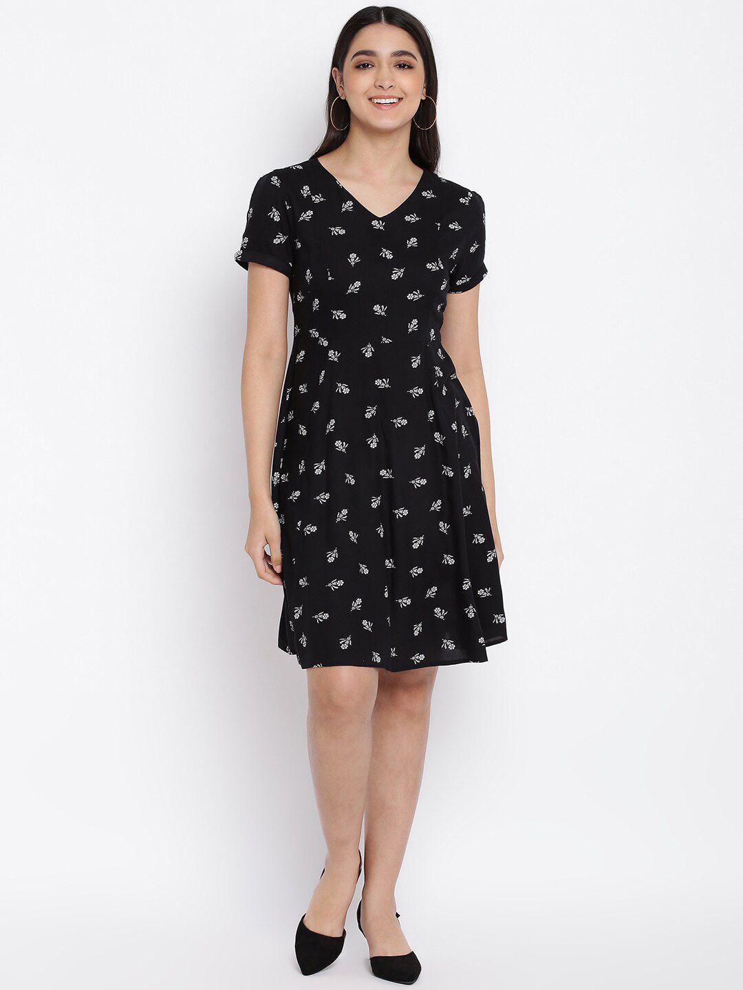 abof women black printed dress