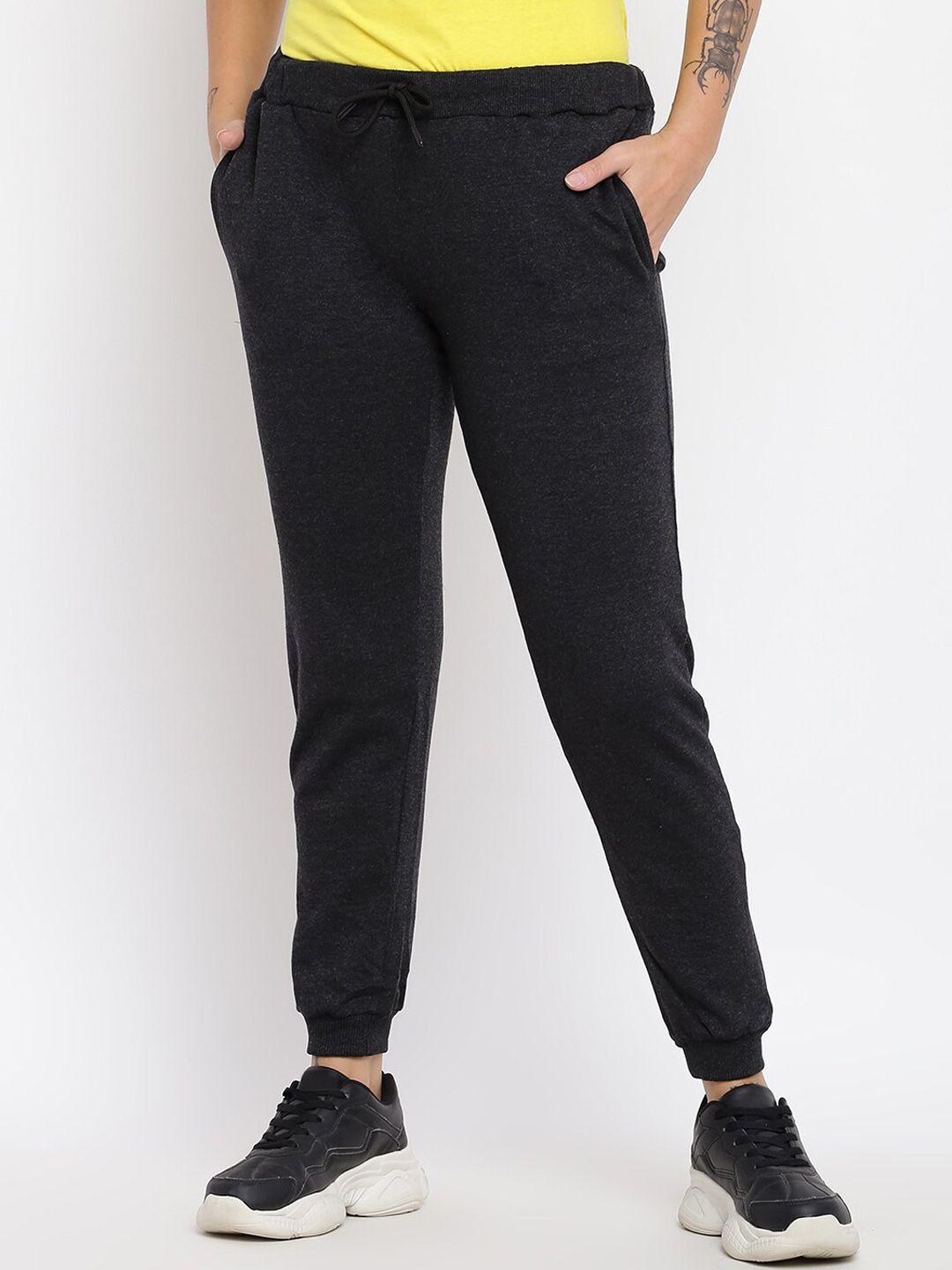 abof women charcoal slim fit joggers trouser