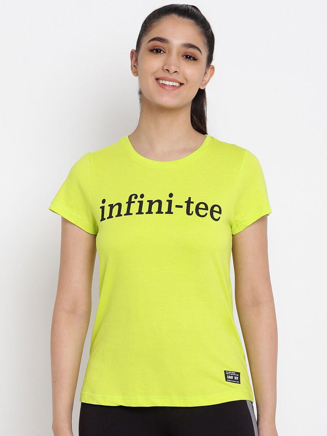 abof women lime green typography printed t-shirt