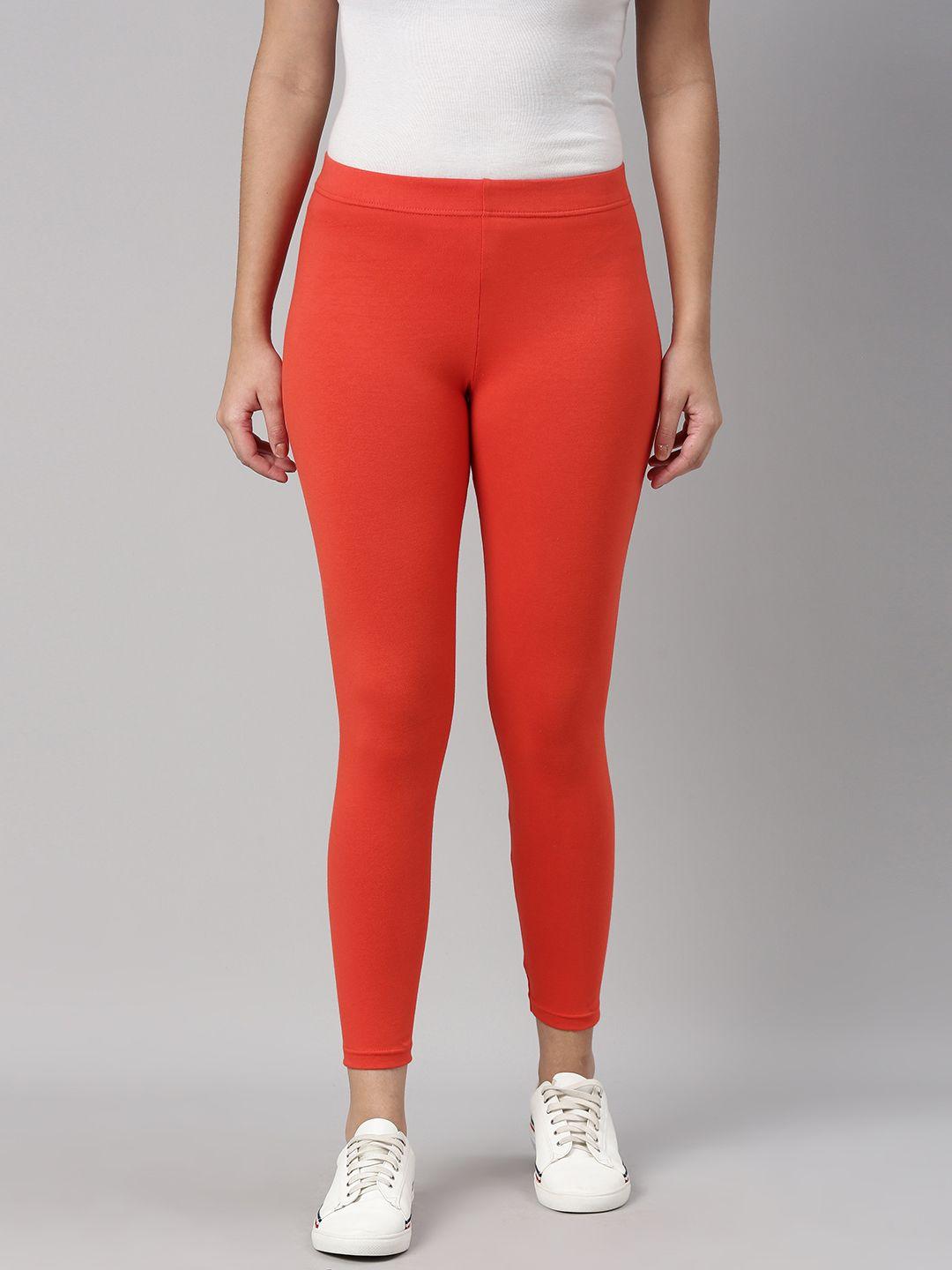 abof women orange solid leggings